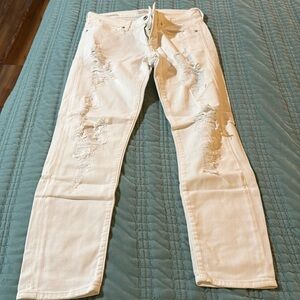 Lucky brand, distressed, white jeans, size 4 sienna slim boyfriend fit